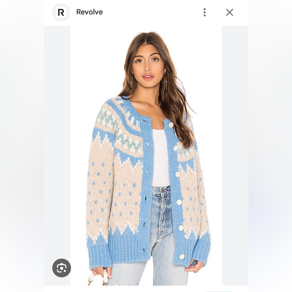 LoveShackFancy Fair Isle Alpaca Cardigan Sweater - size S, like new